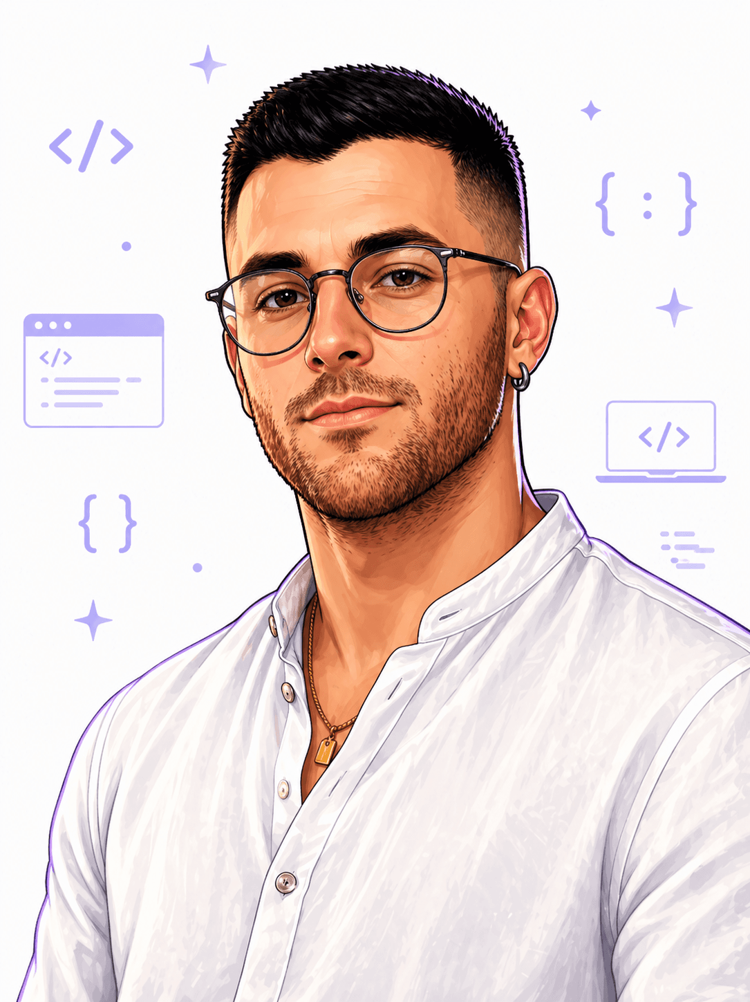 Andreas, Lead Developer, illustrated portrait