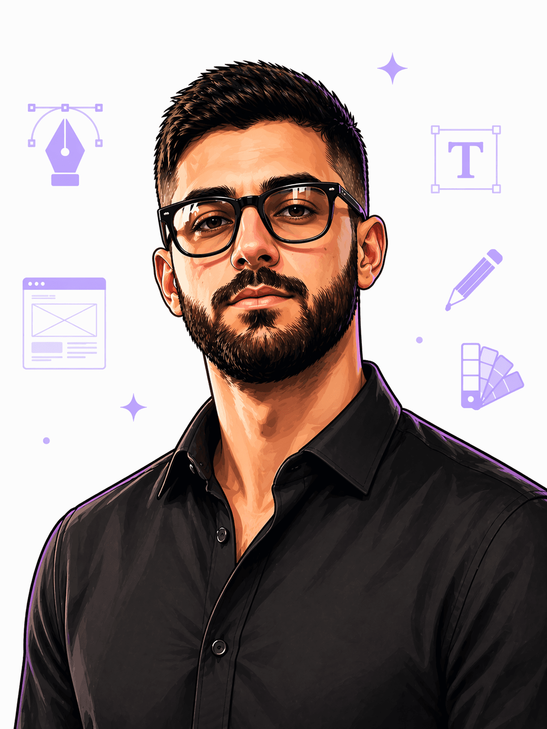 Mike, Lead Designer, illustrated portrait