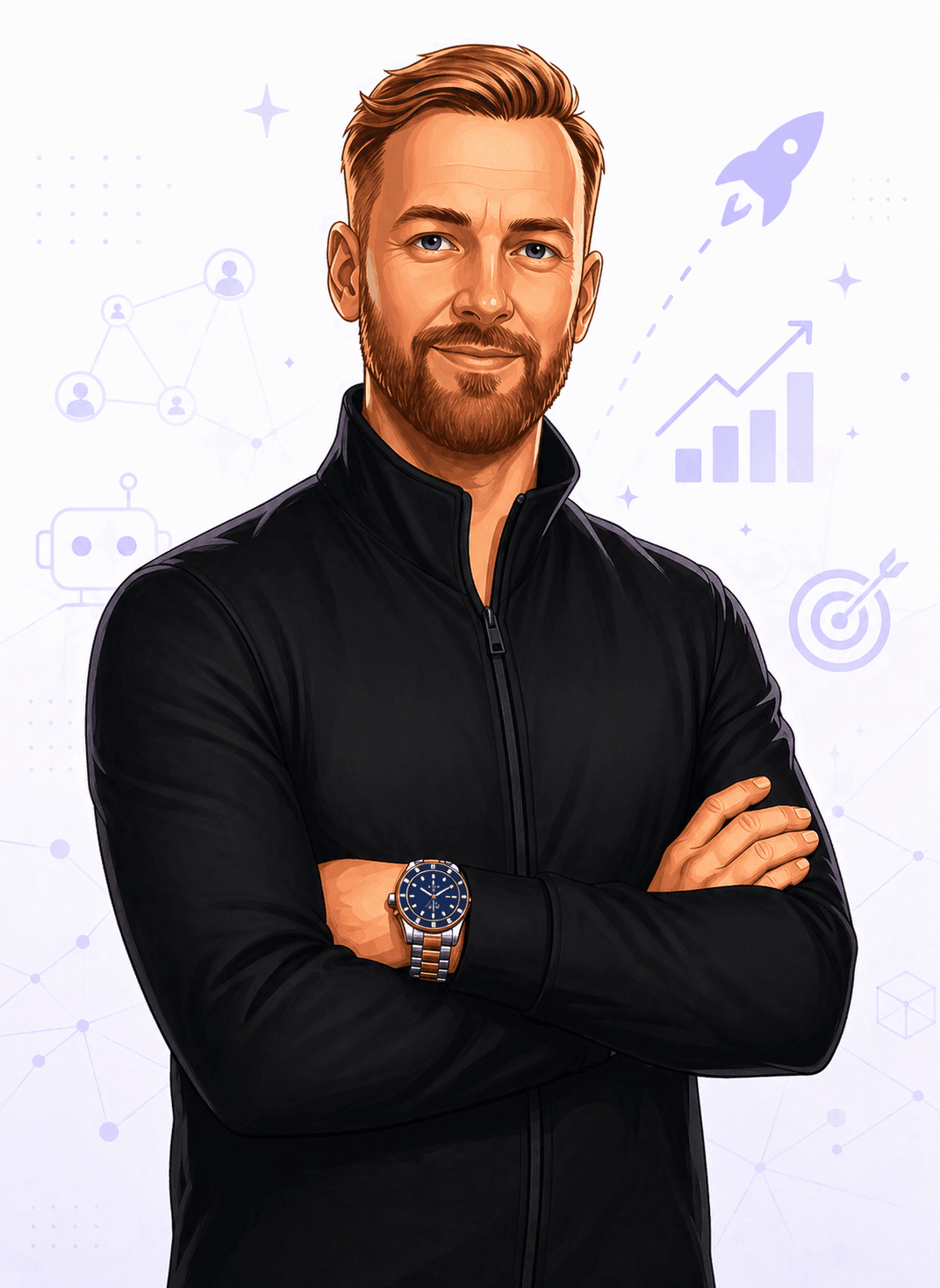 Nick, Founder, illustrated portrait